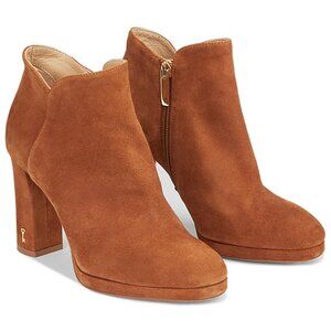 LK BENNETT sierra suede platform ankle boot in dark tan - 40/9 NEW $675